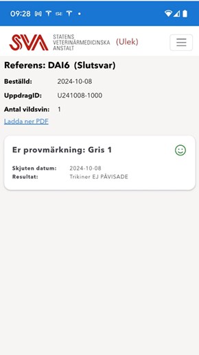 Skärm slutsvar trikintest